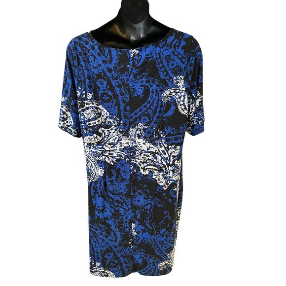 Avenue Plus‎ Size 22/24 Coblat Blue, Black and White Print Dress – Flirty & Chic - Picture 2 of 7